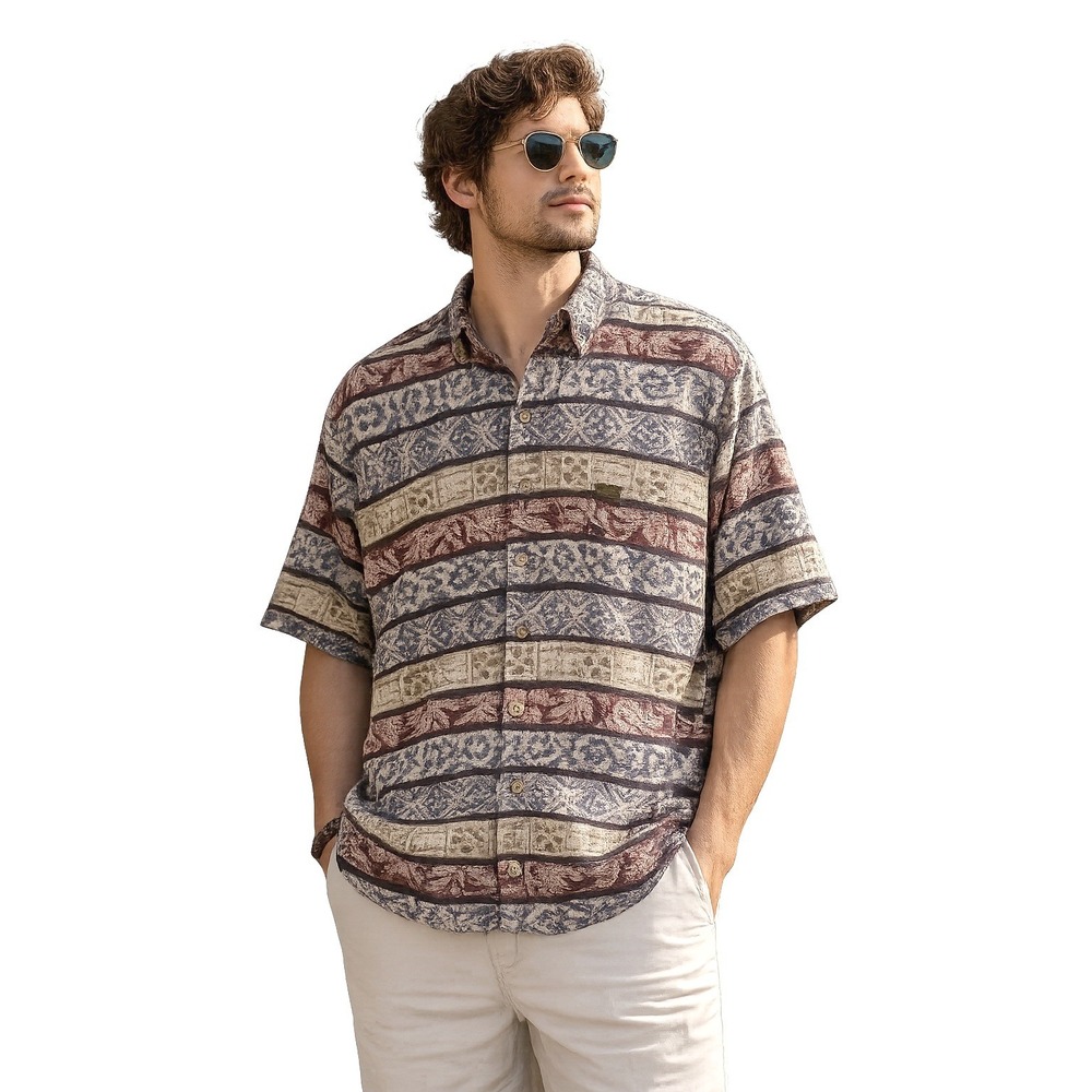 Woolrich Mens‎ L Southwestern Tribal Floral Woven Cotton Shirt Button Down